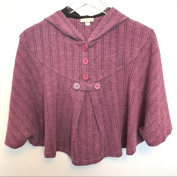 UO Silence + Noise Pink/Black Hooded Poncho Size M - Picture 2 of 8